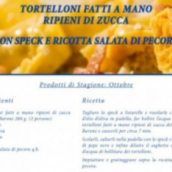 Tortelloni fatti a mano ripieni di zucca con speck e ricotta salata di pecora-Barone d.o.o.