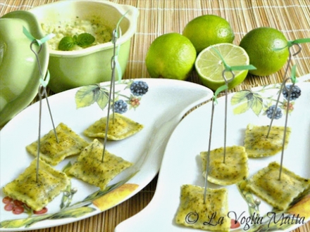 Ravioli alla menta ripieni di pescespada Barone  con salsa guacamole-Barone d.o.o.